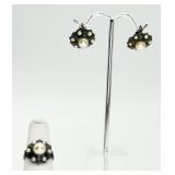 Sterling Silver Freshwater Pearl Ring & Screw-ons