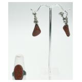 925 Goldstone Ring & Not 925 Goldstone Earrings