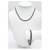 Sterling Silver Braided Chain & Bracelet