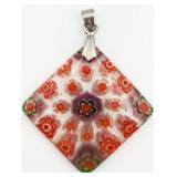 Murano Glass Millefiori Square Pendant