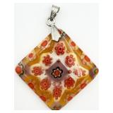 Murano Glass Millefiori Square Pendant