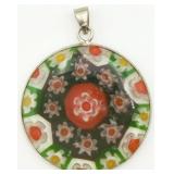 VTG Italian Murano Glass Millefiori Pendant