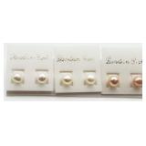 3 Pairs Freshwater Pearl Studs