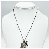 Sterling Silver Jesus & Cross Necklace