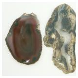 2 Polished Sliced Agate Stones