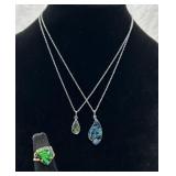 2 Abalone Shell Necklaces & a Ring