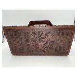 VTG Peruvian Hand-tooled Wood Magazine Rack