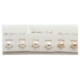 3 Pairs Freshwater Pearl Studs