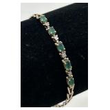 10K Gold, Emerald & Diamond Tennis Bracelet