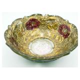 ANTQ Goofus Glass Bowl 'Wild Rose'