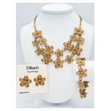 Dillard's Flower Necklace, Bracelet & Ear Clips