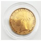 1884 Queen Victoria Young Head Sovereign Gold Coin