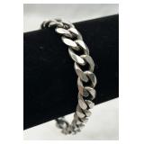 Sterling Silver Cuban Curb Solid Chain Bracelet