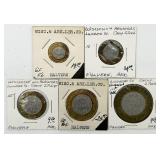 Set of 5 Antq. Wis. & Ark. Lumber Co. Trade Token