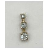10K Gold Aquamarine Past-Present-Future Pendant