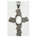 Sterling Silver Mother-of-Pearl Cross Pendant