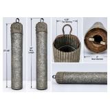 *Vintage Galvanized Metal Cylinder Container