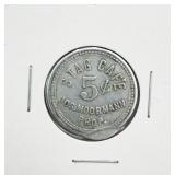 ANTQ Stag Cafe Jos. Moorman Prop 5cent Trade Token