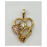 10K Gold & Black Hills Gold Leaf & Grape Pendant