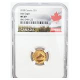 2020 Canada $5 1/10oz Fine Gold Coin Bald Eagle