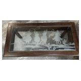 *Rustic Western Cowboy Glass-Top Side Table