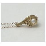 10K Gold, Pearl & CZ Necklace