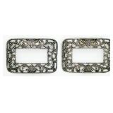2 VTG Silver-tone Open Wirework Shoe Clip Buckles