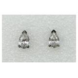Sterling Silver & CZ Teardrop Stud Earrings