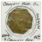 RARE Antique Crossett Merchantile $5 Token