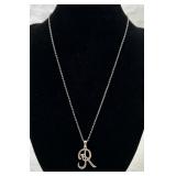 Silver Tone Initial 'R' Necklace