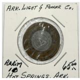 RARE Antq. Ark. Light & Power, Hot Springs Token