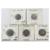 5 Antq. S.E. Adams, Fordyce, AR Mdse. Trade Tokens
