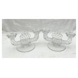 Pair of Fostoira American Double Candlesticks