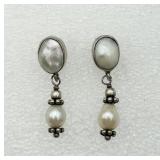925, Mother-of-Pearl & Freshwater Pearl Earrings