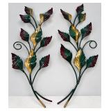 Pair of Metal Floral Leaf Wall Accents