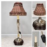 Vintage Clear Glass & Silver-Tone Table Lamp