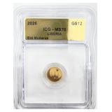 2026 Republic of Liberia 1/1000oz .9999 Gold Round