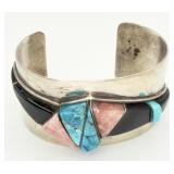 VTG 925 TURQ, Onyx & Pink Jasper Cuff Bracelet