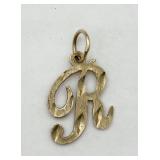 14K Gold Initial 'R' Pendant