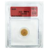 2026 Republic of Liberia 1/1000oz $12 Gold Round