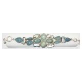 925 Mother-of-Pearl & Aquamarine Bracelet