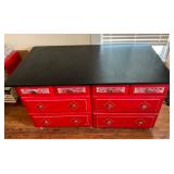 Red Rolling Chest of Drawers