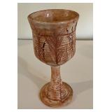 Kathy Devlin Signed Pottery Rustic Leaf Goblet