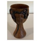 Signed Sculpture Face Stoneware Pottery Goblet