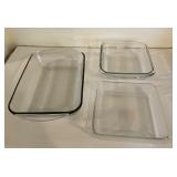 Three Glass Casserole Dishes