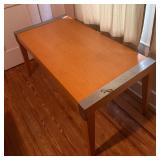 Wood Table w Metal Trim