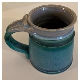 Blue & Teal Stoneware Pottery Mug