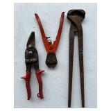 Tin Snips, Bolt Cutters,  Nippers Lot