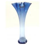 Handblown Cobalt Blue Glass Vase 11.25 Inches