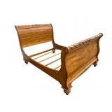 Queen Wooden Sleigh Bed Frame W Carved Details